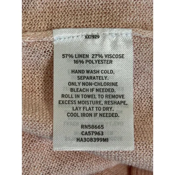 Halogen Long Linen Blend Open Long Sleeve Cardigan in Pink - Sz S - New - Picture 8 of 8